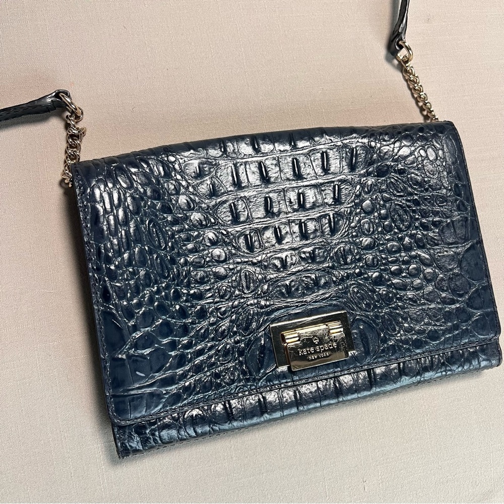Kate Spade Fiona Croc Embossed Crossbody Bag - Picture 3 of 16